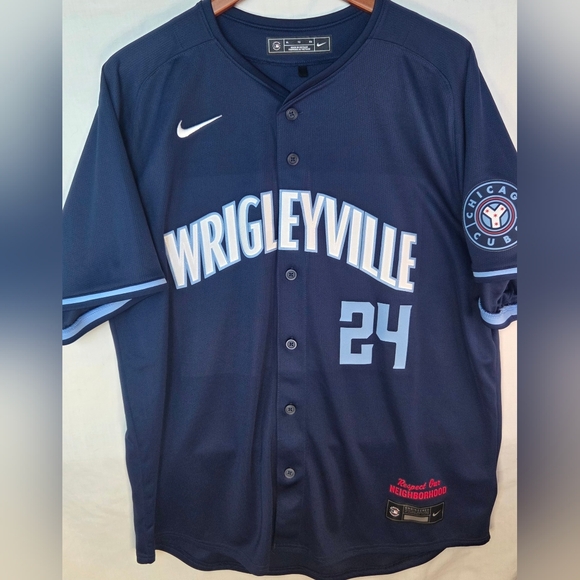 Nike Other - Nike Navy Wrigleyville Baseball Jersey with Light Blue Accents